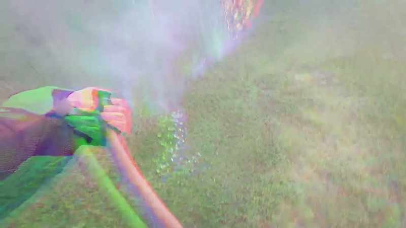�Fearing the worst, Alex takes the hose