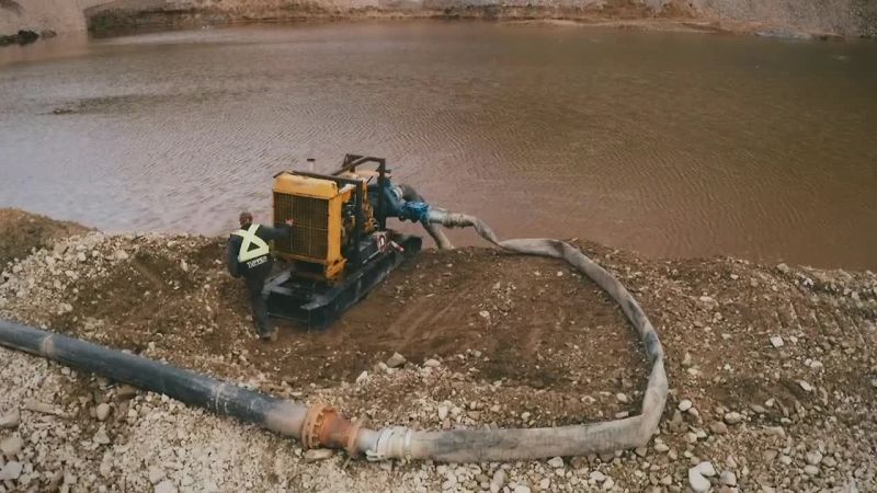 Final task, fire up Big Red's pump and deliver