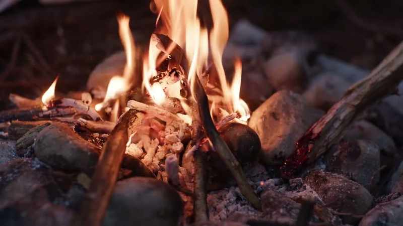[fire crackles]