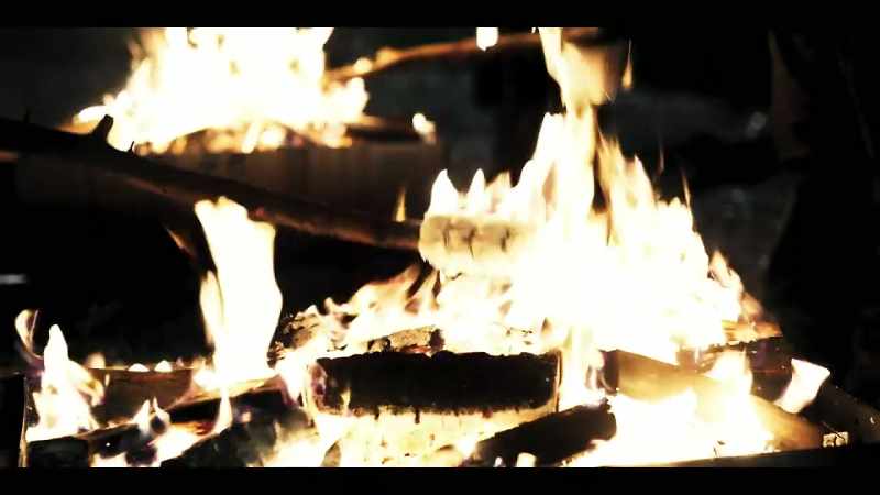 (fire crackling) -(crowd cheering)