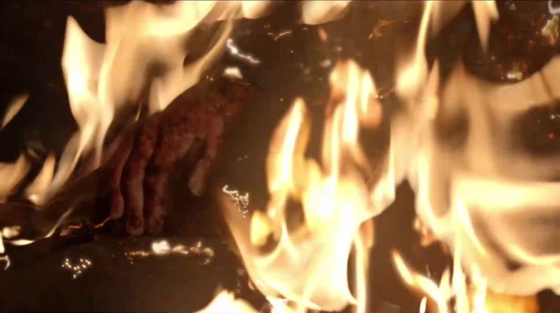 (fire crackling)