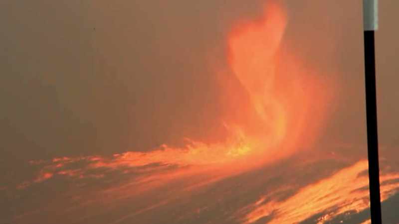 Firenado spinning at 150 miles per hour, forcing immediate evacuation