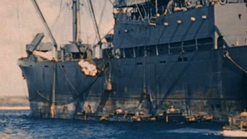 FIRST, THEY DUMP ASHORE ALL THE SUPPLIES THEY CAN