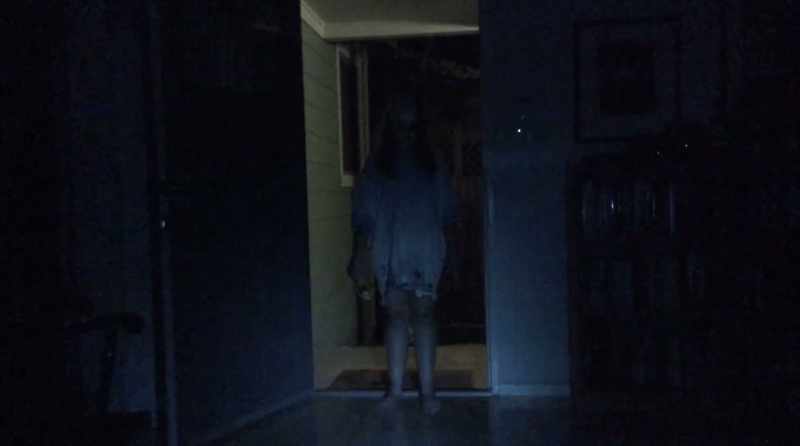 (flashlight clicking on)
