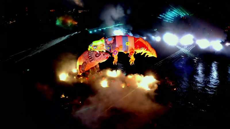 Flying dragons battle it out on the river