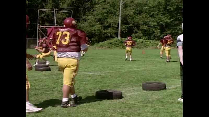 [football players yelling]