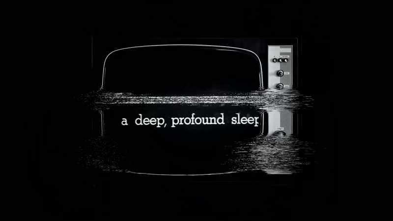 (footsteps, music rewinding)