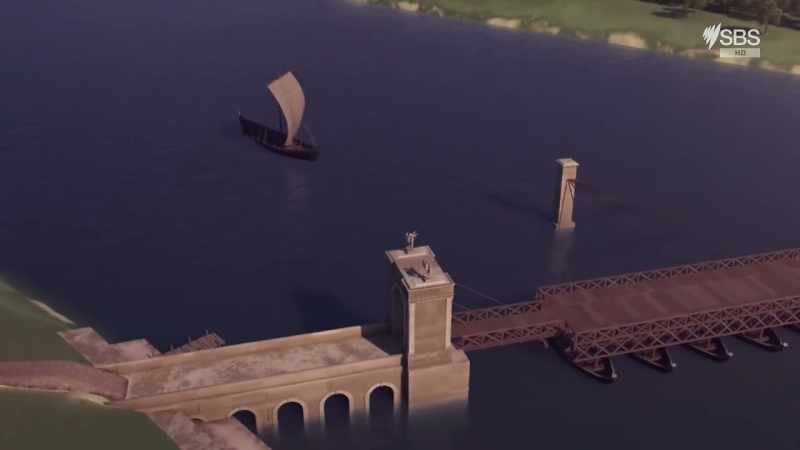 For larger merchant sailboats, drawbridges were installed