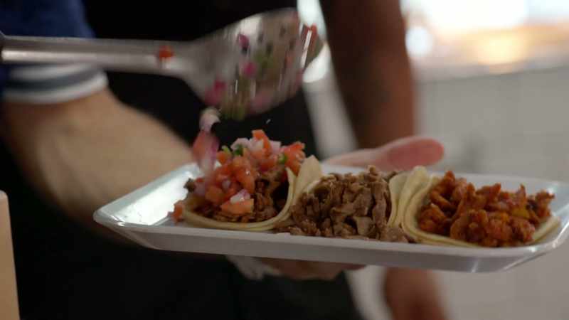For the asada and pastor, we use cilantro and onions