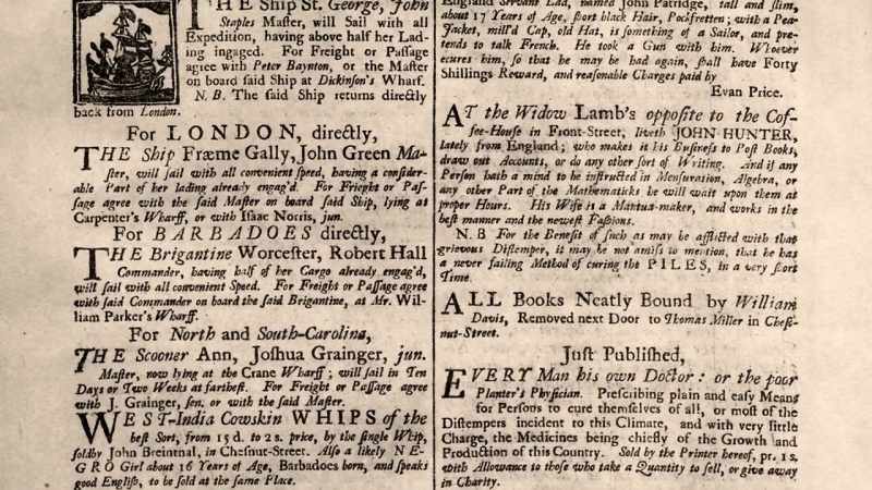 Franklin also published notices offering rewards