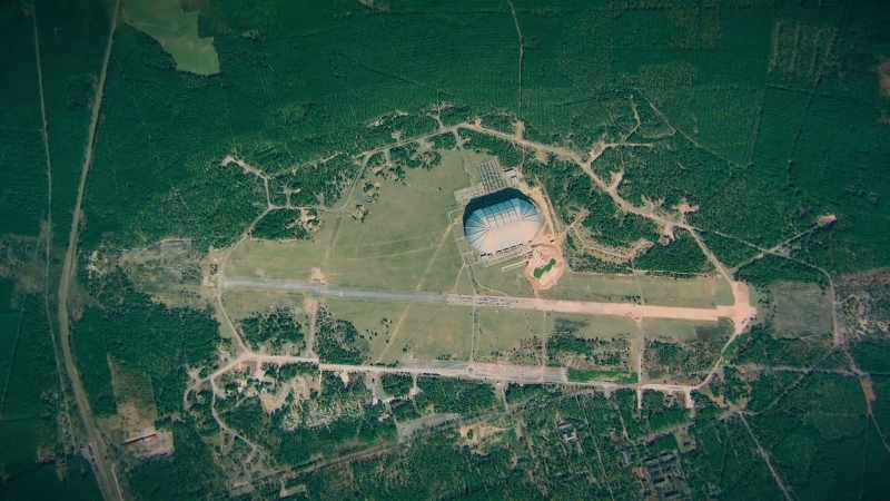 From above, an enormous structure can be seen