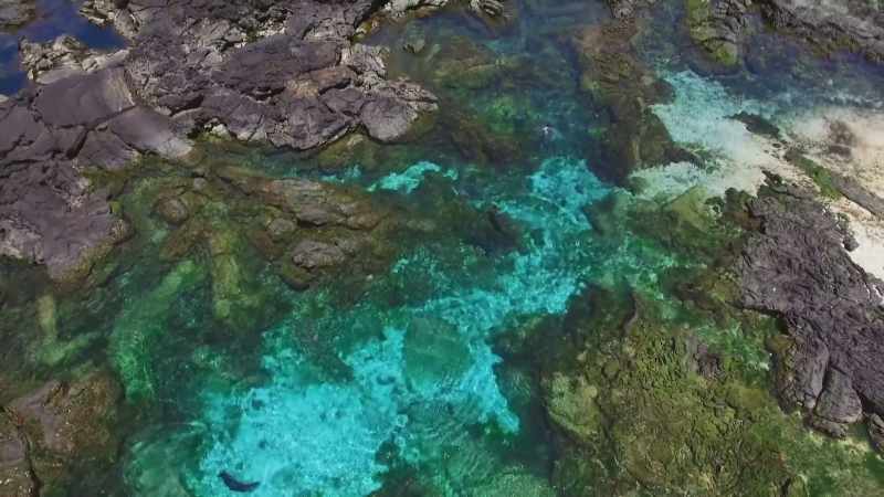 From above, the drone is revealing