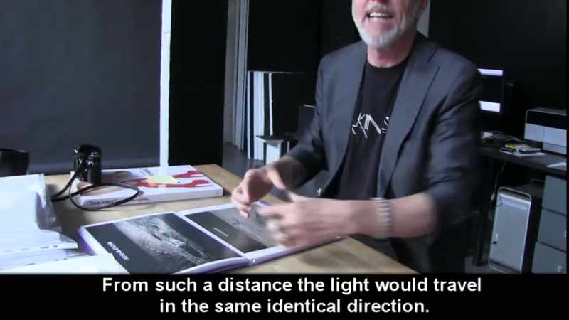 From such a distance the light falls in the same direction