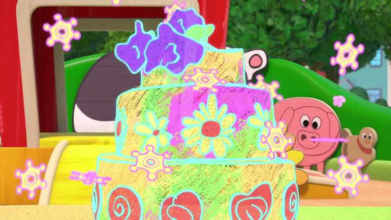 Frosting snow. -[all laughing]