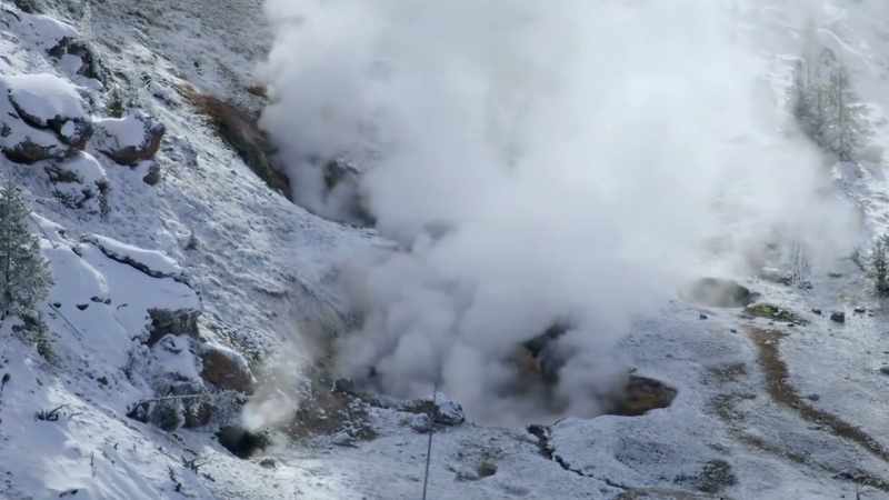 Fumaroles hiss and whistle as steam escapes