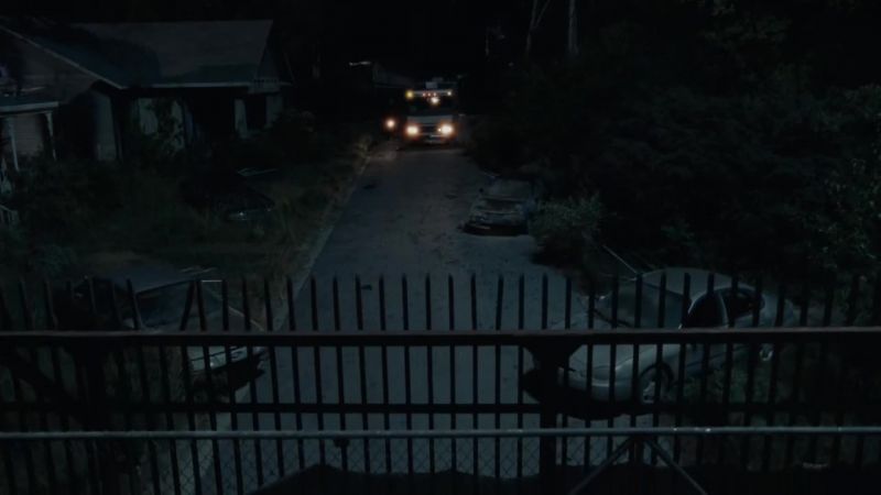 (gate clangs, creaking)