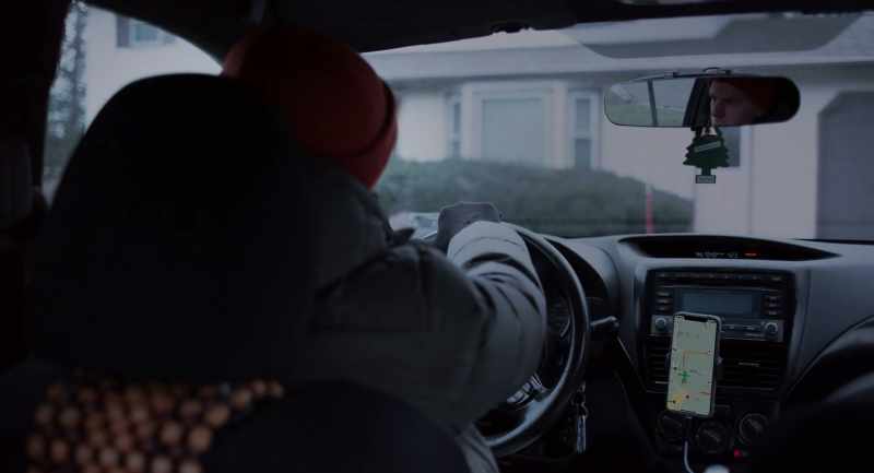[gear lever clicks] - [phone beeps]