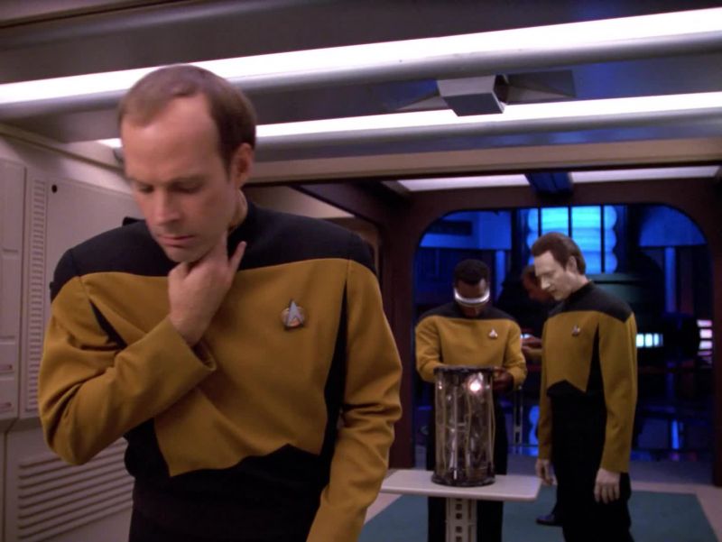 Geordi, Lt Barclay appears inordinately preoccupied