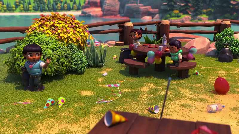 Get down here and help me clean before I throw a balloon at you