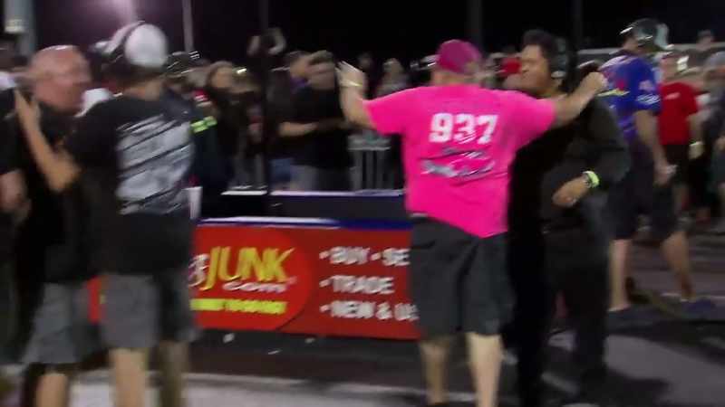 gets the win. - [cheering]