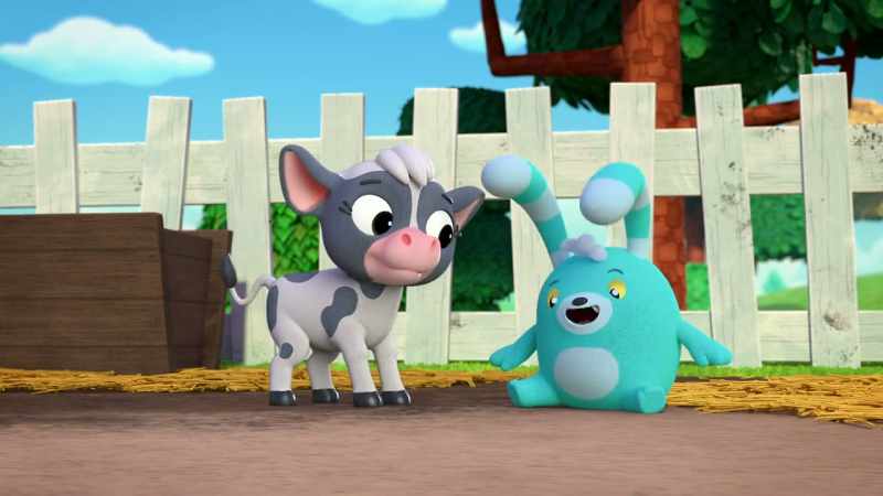 [Giggling] Cow kisses wet!