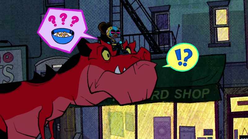 (giggling) - (miffed grunt)