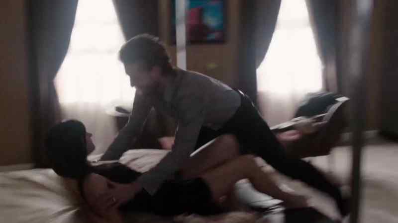 [girl chuckles and moans]