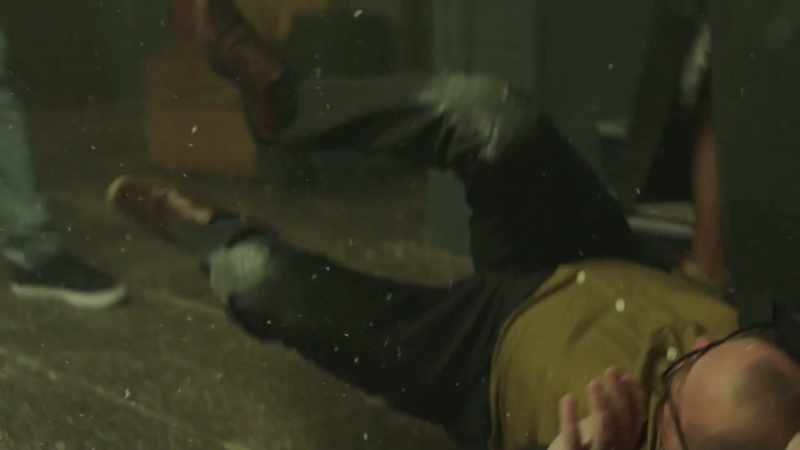 [glass shatters] [dramatic music]