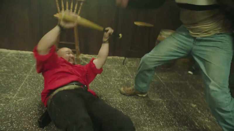 [glass shatters]