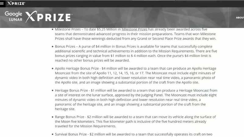 Google was also offering a prize an additional four million dollars