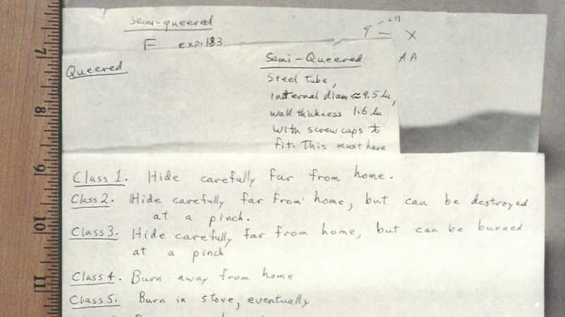 Greg: There was notes about the construction of the bombs