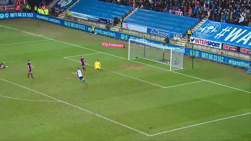 Grigg. Oh, he's scored! -[crowd roar]