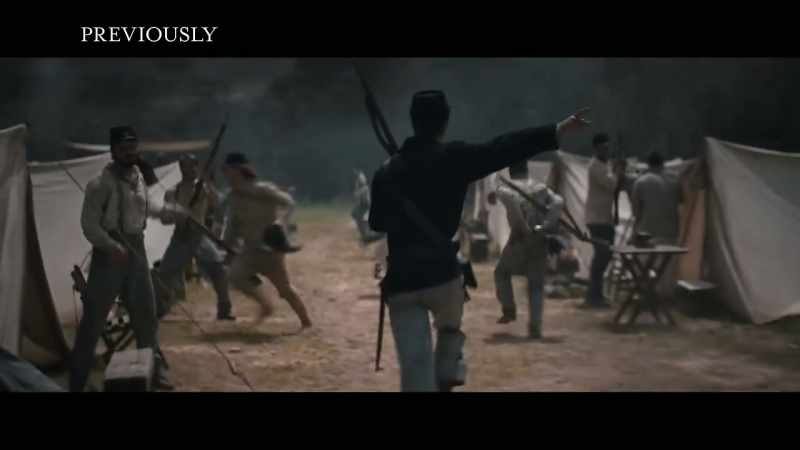 [gunfire, soldiers clamoring]