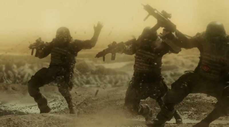 (guns firing) (Travis yells)
