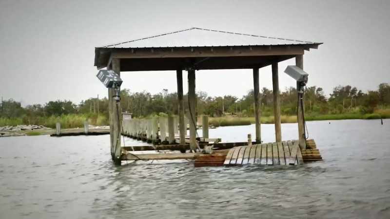 Half sunk logs