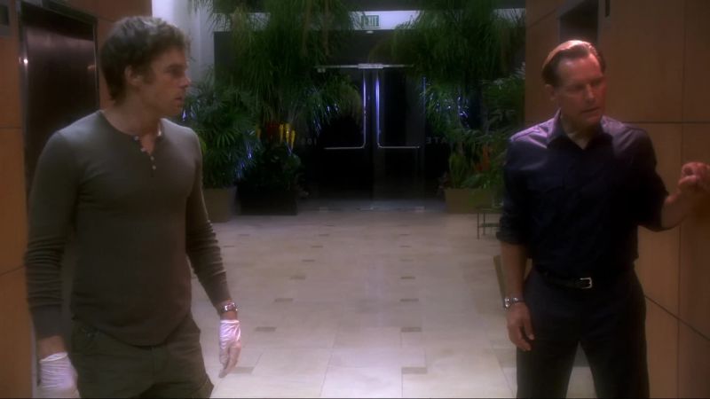(Harry) The elevators aren't moving. He's using the stairs