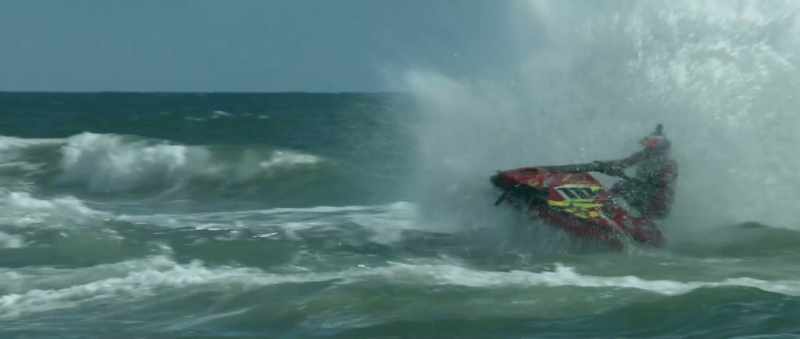 He flies off a wave and goes by Motzurus