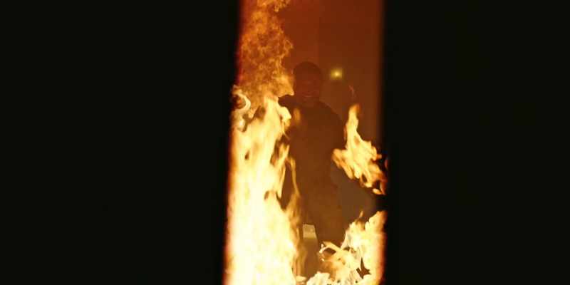 He knows if he moves he'll trigger a flashover. And right now