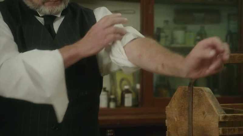 He knows what he has to do, so he rolls up his sleeves
