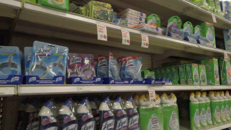 He was purchasing cleaning supplies and garbage bags
