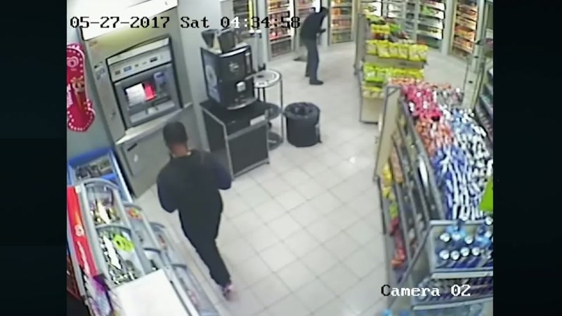 He then walks to the ATM