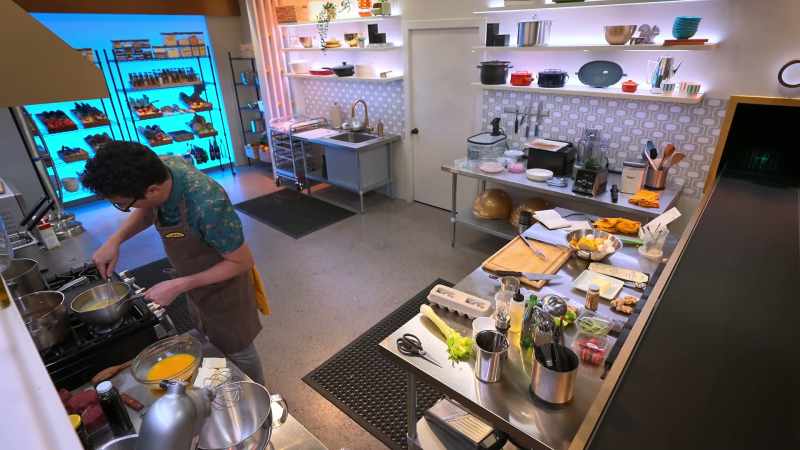 He whips it up. He, you know, takes his time