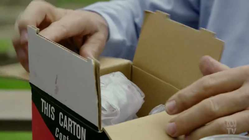 Here we have the...the original bag-in-box, filled with wine