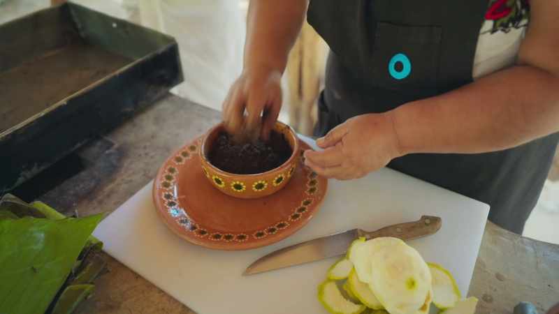 Here, it's mixed with spices