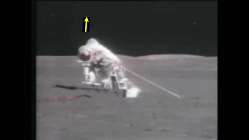Here, the astronaut is pulled suddenly upward