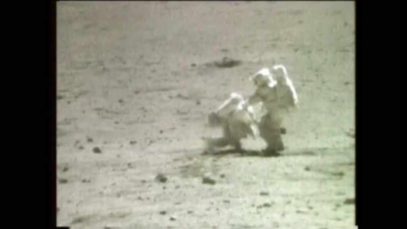 Here, the fallen astronaut rises from the ground