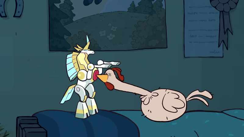 HERO HORSE: Villain-- - [clucks]