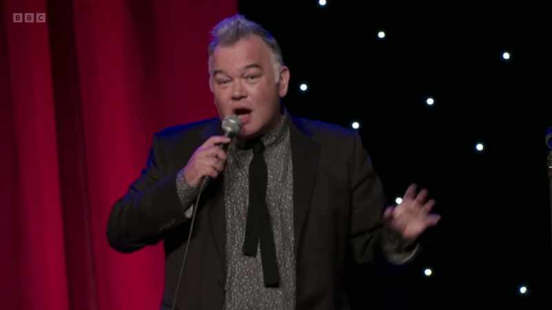 He's a young TV comedian, he's on stage, he's doing his act