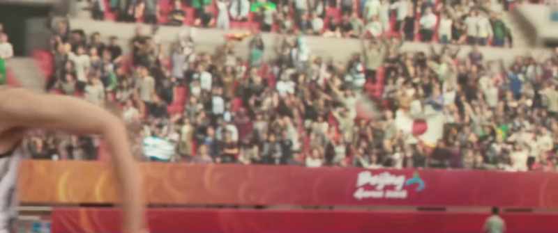 He's already overtaking Ukraine's Viktor Buka at the first 100 m curve