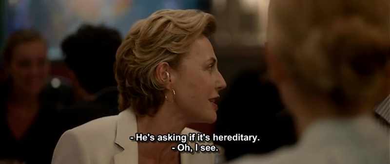 He's asking if it's hereditary. - Oh, I see